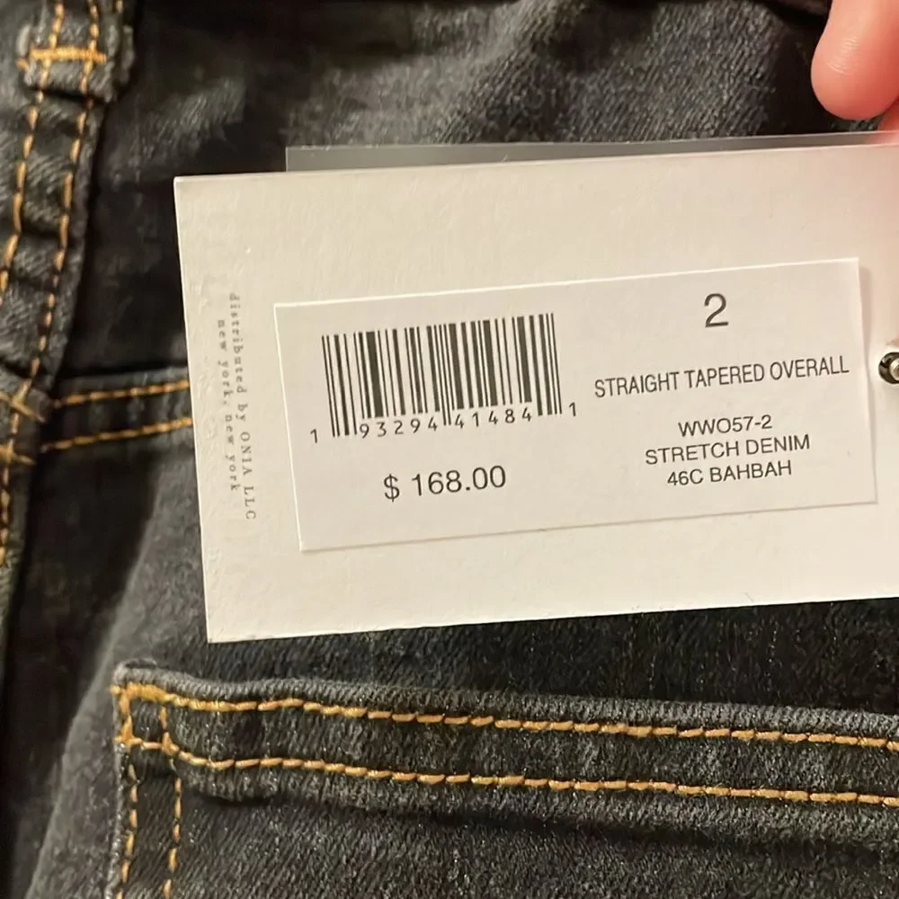 NWT WEWOREWHAT women’s size 2 straight tapered adjustable long overall jeans